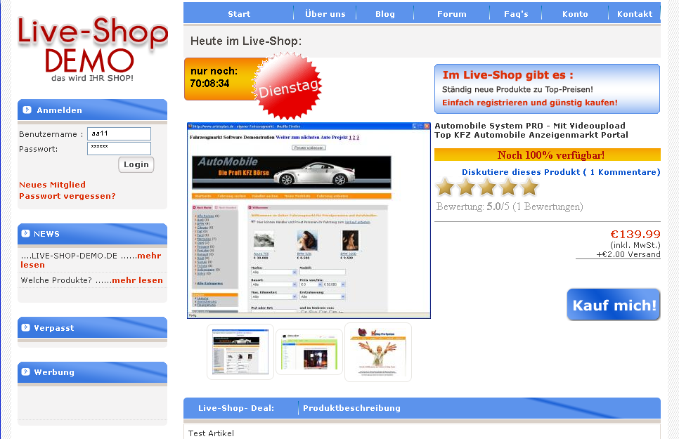 PHP Script Live Shopping System